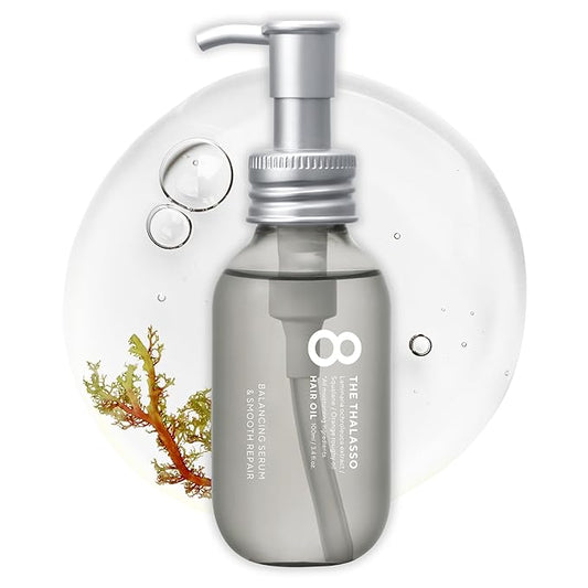 8 THE THALASSO Natural Hair Oil for Normal to Oily Hair Women & Men, Hair Care for Scalp with Stem Cells & Deep Ocean Water, Hair Detangler from Japan, Sulfate & Paraben Free, SMOOTH, 3.38 Fl Oz