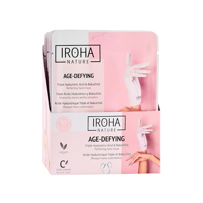IROHA NATURE Anti-Aging Hand Mask Gloves | 15 Pairs | Triple Hyaluronic Acid, Bakuchiol & Niacinamide | Reduces Wrinkles & Dark Spots | Vegan & Cruelty-Free | 93% Natural Ingredients