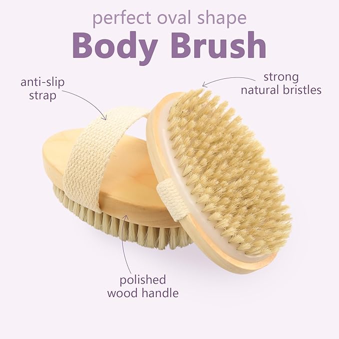 4 Pcs Dry Brushing Body Brush Exfoliating Body Brush Dry Brushing Body Brush for Lymphatic Drainage Back Circulation Improvement Dead Skin Remove Beauty Exfoliator