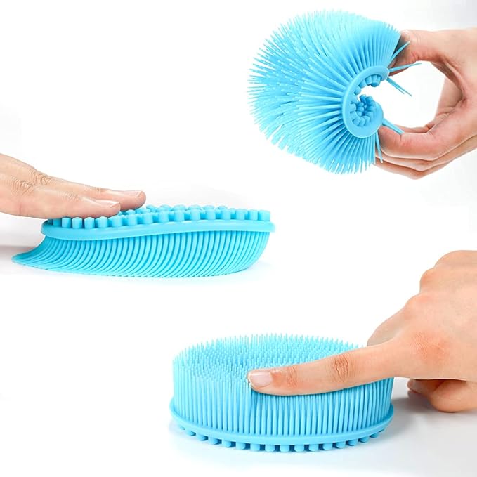 TDHDIKE Silicone Body Scrubber Loofah - Set of 3 Soft Exfoliating Body Bath Shower Scrubber Loofsh Brush for Sensitive Kids Women Men All Kinds of Skin