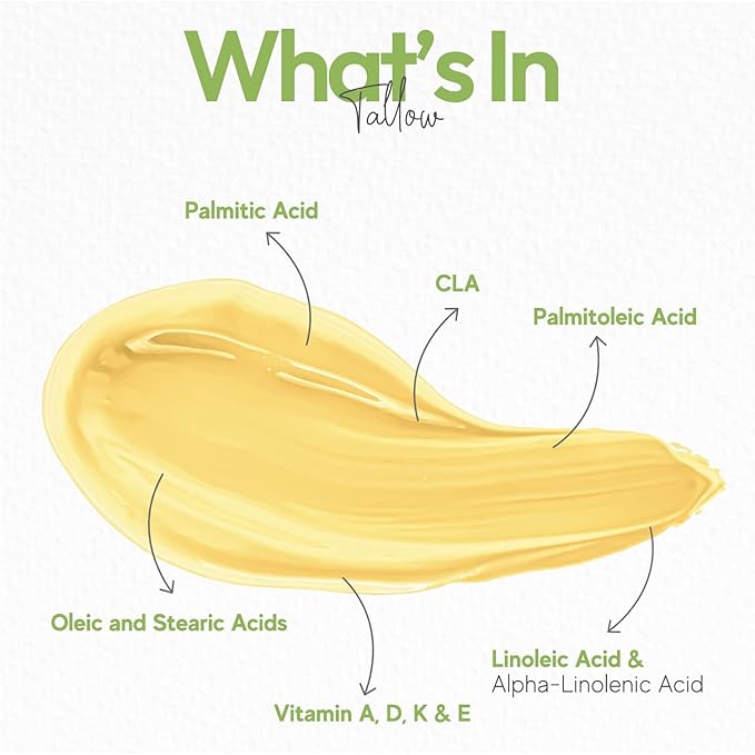 Beef Tallow Balm - Beef Tallow For Skin Care, Tallow Moisturizer, Face Cream, Lotion & Cream (Vanilla, Grass-Fed Tallow)