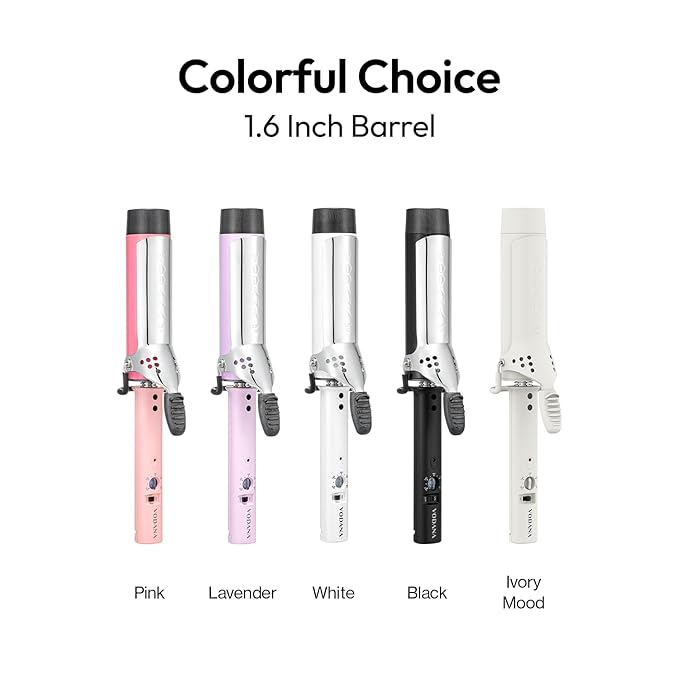 VODANA Professional GlamWave Ceramic Curling Iron, Natural Curls, Hair Curler, Curling Wand, Available in USA (Strawberry Cream, 1.4 inch)