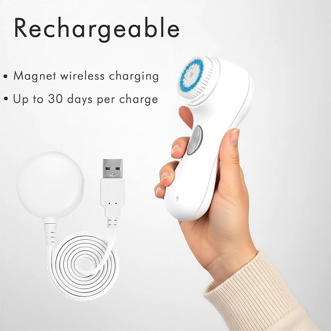 Microtree Electric Facial Cleansing Brush, Ultrasonic Vibrating Face Brush, 2 Speeds for Gentle Clean, Rechargeable Face Scrubber Exfoliator Waterproof Sonic Face Brushes for Cleansing