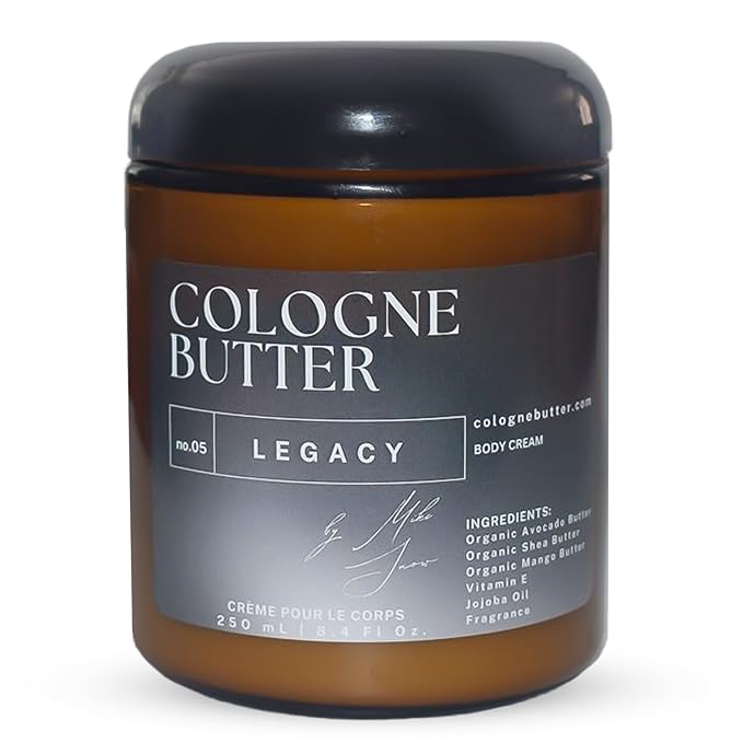 8.4 Fl. oz LEGACY | Nourishing Scented Body Butter for Men & Women | Hydrating & Lasting Fragrance with Black Leather, Patchouli, Amber, Rose & Black Truffle | Amber Glass Jar