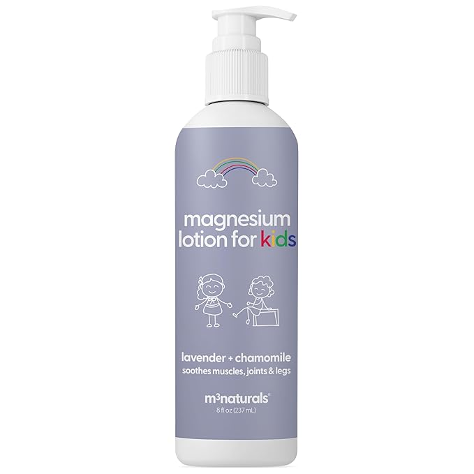 M3 Naturals Lavender Magnesium Lotion for Kids & Magnesium Lotion for Babies with Chamomile | Soothes Tired Legs, Supports Restful Sleep, Moisturizes Sensitive Skin, 8 fl oz (237 mL)