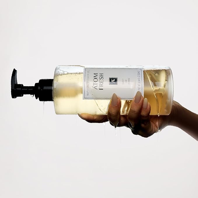 Atom Fresh Fine Fragrance Body Wash – Sweet Jam Jasmine Scent | Gentle Amino-Acid Cleanser with Oat, Soapberry & Vitamin E | Plant-Based & Sulfate-Free, 16.94 fl oz