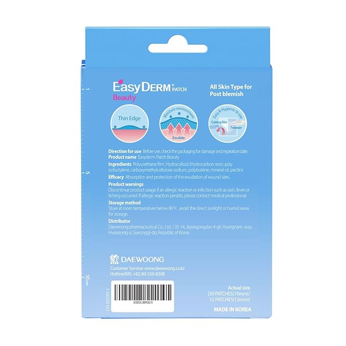 EasyDerm Beauty Patch(84 Counts) - 100% Hydrocolloid Pimple Patch for Zit Spot Care, K-beauty, Daewoong Pharmaceutical, Korean Acne Patches Stocking Stuffer Holiday Gift