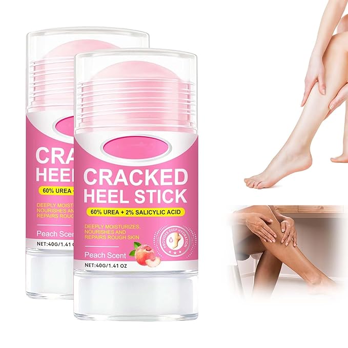 Urea Foot Care Stick 60% Urea with 2% Salicylic Acid, 2025 Upgraded Foot Cream for Dry Cracked Feet, Knees, Elbows, Hands, Foot Lotion Heel Stick for Men Women (Peach)