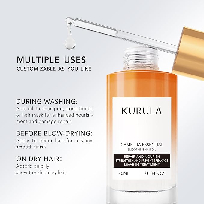 Hair Oil Camellia Hydrating Oil Serum to Adds Hair Shine and Smooths Split Ends Strengthens and Provides Heat Protection Frizz Control Hair Oil for Damaged Hair and Dry Hair
