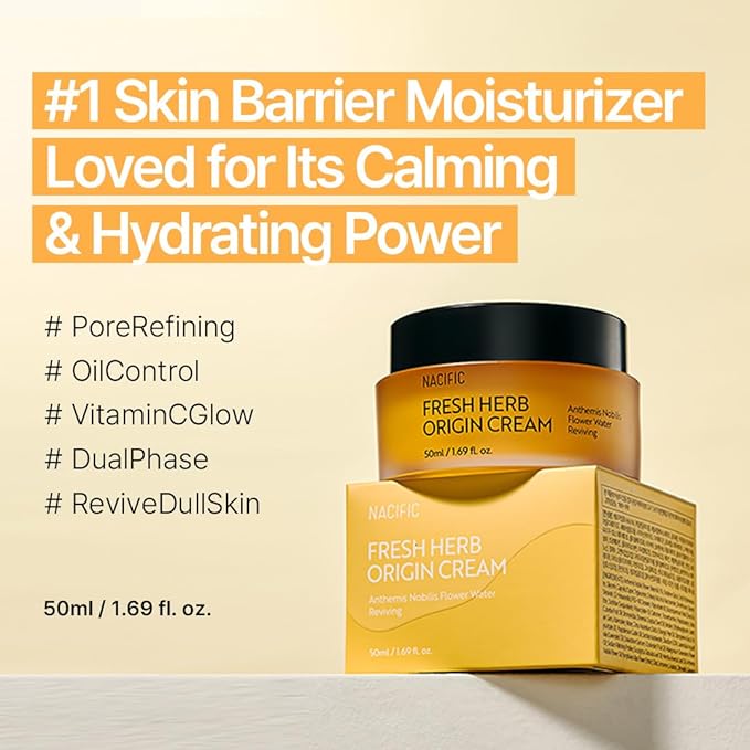 NACIFIC Fresh Herb Origin Facial Moisturizer Vitamin B, Vitamin Radiance Skin's moisture barrier Cream Hydrating day and night Korean skincare radiation relief cream 1.69fl.oz 50ml for All skin types