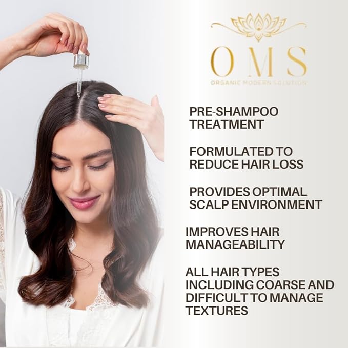 OMS Pre-Shampoo Hair Treatment Oil for Growth & Loss Prevention, Scalp Nourishing, Heat Protection, Anti-Frizz 3oz