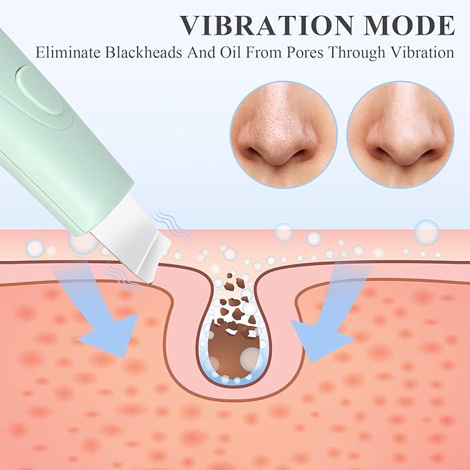 Skin Scrubber & Face Spatula - 2-in-1 Pore Cleaner Tool for Deep Cleansing, Blackhead Remover Tools with Two Silicone Brush Head, All Skin Types, Waterproof