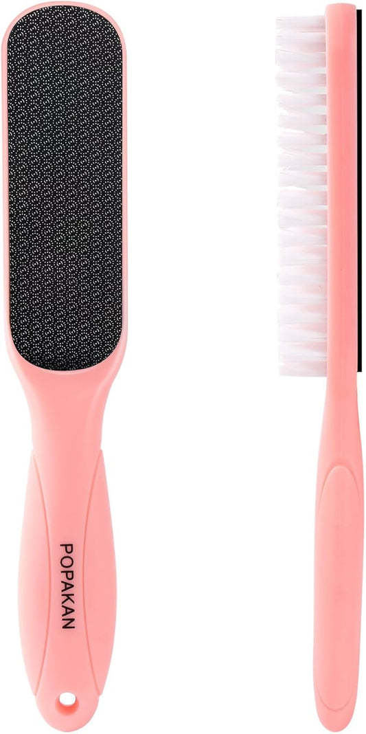Foot File Callus Remover - Dead Skin Nano Glass Remover for Feet with Soft Brush, Professional Pedicure Tool for Home Foot Care - Pink