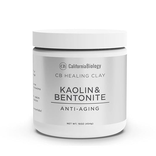 California Biology Kaolin & Calcium Bentonite Clay | Indian Healing Clay for Face & Body | Deep Pore Cleansing Facial Mask & Clay Body Scrub | Natural Skin Care Mask | 16 oz
