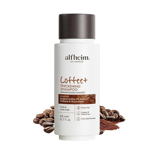 ALFHEIM Coffee+ Thickening Shampoo for Fine, Weak & Thinning Hair with Caffeine, Biotin & Arabica Coffee Oil – Energizing, Strengthening & Volumizing Cleanser – Sulfate-Free, Cruelty-Free – 10.7 oz