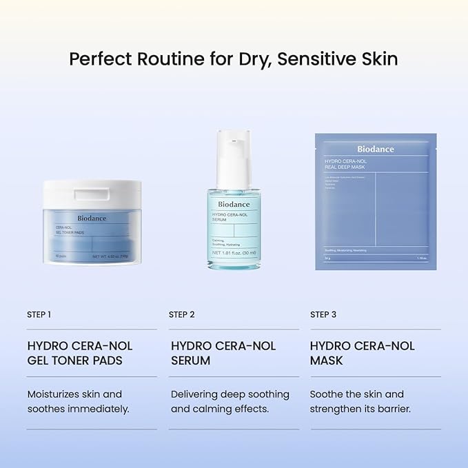 BIODANCE Hydro Cera-nol Serum, Ceramide, D-Panthenol, Hyaluronic Acid for Hydrating, Soothing for Sensitive Skin, Korean Skincare, Stocking Stuffers for Teen Girls | 1.01 fl.oz x 1 ea