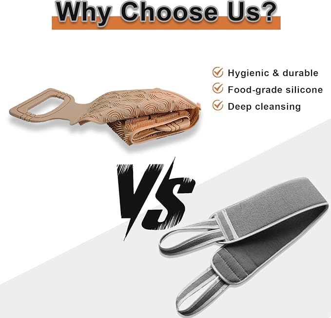 1 Pack ﻿Exfoliating Back Scrubber for Shower,Double-Sided Back Scrub Washcloth Strap,Cover The Entire Back for Men Women,Silicone Back Massage Bath Brush,Exfoliate and Massage (Brown)