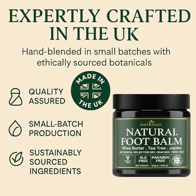 Organic Tea Tree Foot Balm for Dry Cracked Feet & Heels - Intensive Callus Remover & Foot Repair Cream with Shea Butter - Moisturizer for Rough Hard Skin & Cracked Heel Treatment for Men & Women