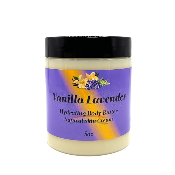 Ultra-Soft Shea Body Butter, Dry Skin Cream for Radiant Moisturized Skin, Natural Hydrating Body Lotion with Aloe Vera, Argan Oil, Rosehip Oil, (Vanilla Lavender, 8oz)