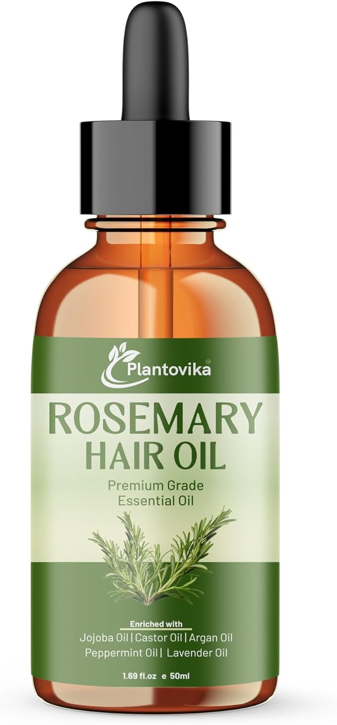 Rosemary Oil for Hair Growth, Enriched with Jojoba, Castor, Argan, Peppermint & Lavender Oils, Scalp & Hair Strengthening Treatment, 1.69 oz