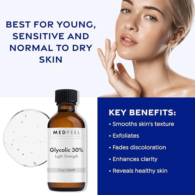 MedPeel Glycolic Acid 30% Chemical Peel at Home Kit – Includes Peel, Prep & Neutralizer – Light Strength Chemical Peel for Fine Lines, Wrinkles & Radiant Skin – Suitable for All Skin Tones