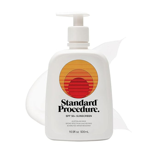 Standard Procedure. SPF 50+ Sunscreen, Broad Spectrum Face & Body Sunblock for Sun-Sensitive Skin, 4HR Water Resistant, Organic Formula, 16.9 oz
