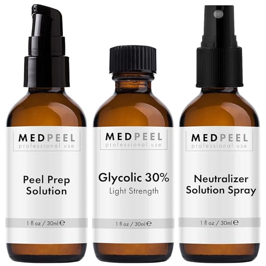 MedPeel Glycolic Acid 30% Chemical Peel at Home Kit – Includes Peel, Prep & Neutralizer – Light Strength Chemical Peel for Fine Lines, Wrinkles & Radiant Skin – Suitable for All Skin Tones