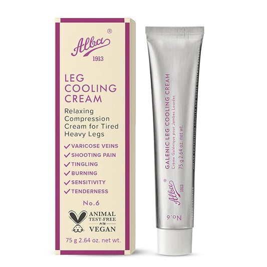 Alba1913 Vegan Leg Cooling Cream - Cooling Relief for Tired, Heavy Legs, Reduces Fatigue & Heaviness, Stimulates Circulation, Deep Moisturizing & Softening, Refreshing Formula, Easy to Use - 75g