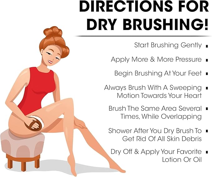 OPAZ 2-Pack Dry Body Brush – Natural Boar Bristles, Ergonomic Cotton Strap – Smoothes Skin, Reduces Cellulite, Boosts Circulation & Lymphatic Drainage – Eco-Friendly Wooden Scrub