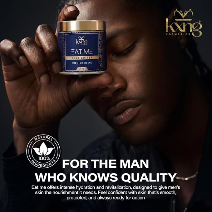 KXNG Cosmetics, Body Butter, Organic Skin Care for Men and Women, Body Moisturizer Lotions and Creams, Raw Shea Butter, Cocoa Butter, Mango, Coconut Oil, Hand, Foot, All Skin Types (Eat Me 2)