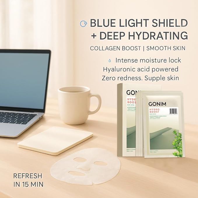 GONIM Face Mask Korean Skin Care with Hyaluronic Acid Serum, Vitamin C, Collagen Activation-Hydrating Face Masks Skincare, Anti Aging & Moisturizing Sheet Mask for All Skin Korean Face Mask 30mlx10pcs