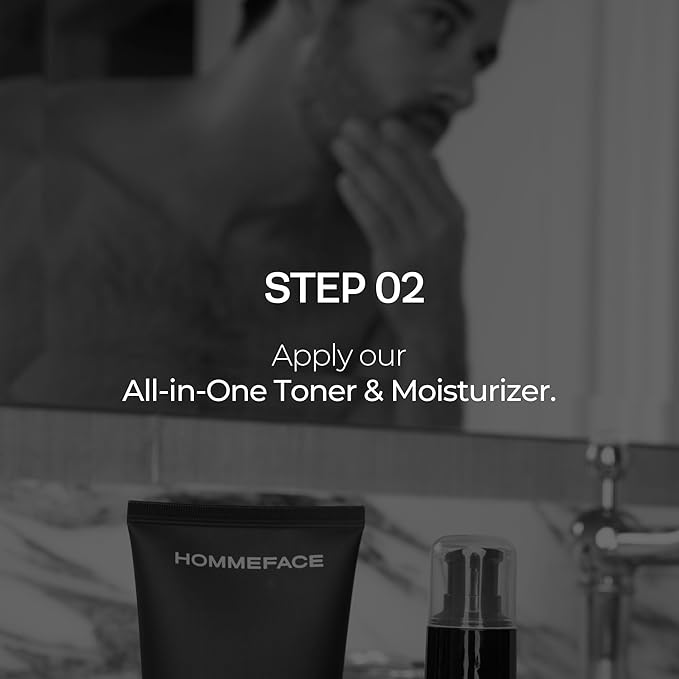 HOMMEFACE Men’s Easy Duo 2-Step Daily Routine Set - Includes a Face Wash, 4.22 fl oz and All-in-One Toner & Moisturizer, 5.07 fl oz - Korean Skincare Technology for Oily & Acne-Prone Skin