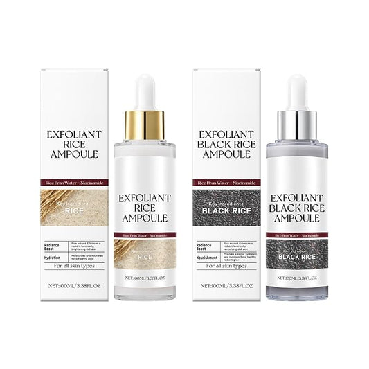 2 Pack Black and White Rice Exfoliant,Which Soothes and Hydrates Skin Gentle Peel Shot Glow Rice Skin Care.