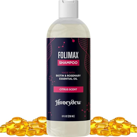 Folimax Biotin Shampoo for Thinning Hair - Volumizing Biotin Shampoo for Men & Women's Fine and Thin Hair with Zinc & Rosemary Oil - Color Safe Vegan Sulfate Silicone & Paraben Free (Citrus Scent)