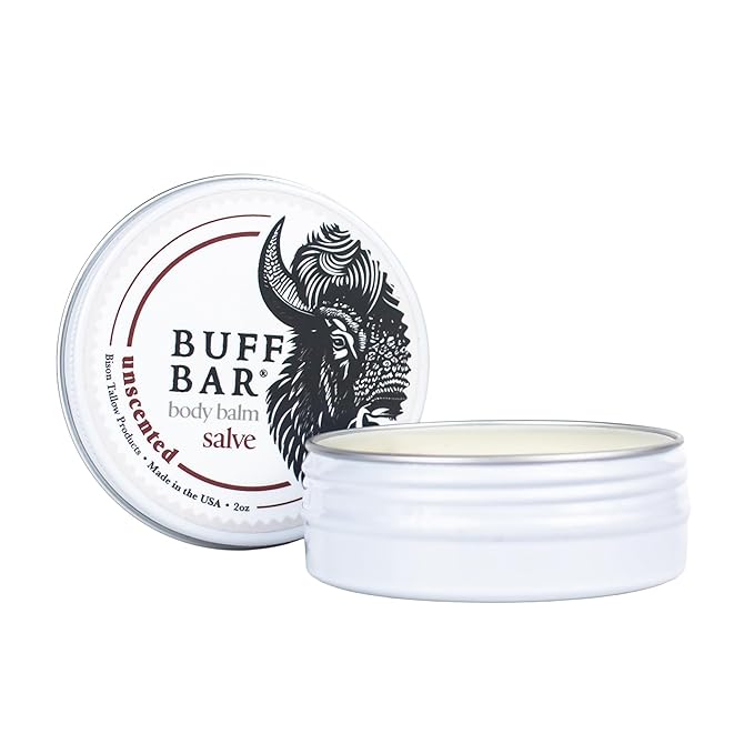 BUFF BAR Pure Bison Tallow Salve, Unscented, 1 Pack - No Irritating Ingredients, Simple & Clean, Body Butter, Full Body Hydration, Replaces Lotion, For Cracked, Dry, Itchy, Irritated Skin