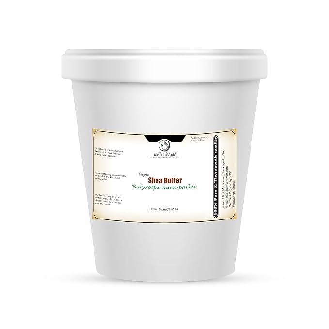 Virgin Shea Butter Raw Unrefined 1.75 lb – 100% Pure & Natural, Cold Pressed from Ghana, Creamy Texture with Natural Nut Aroma, for Skin, Hair Care, DIY Skincare & Beauty Recipes (Net Wt 0.8 kg/32 oz)