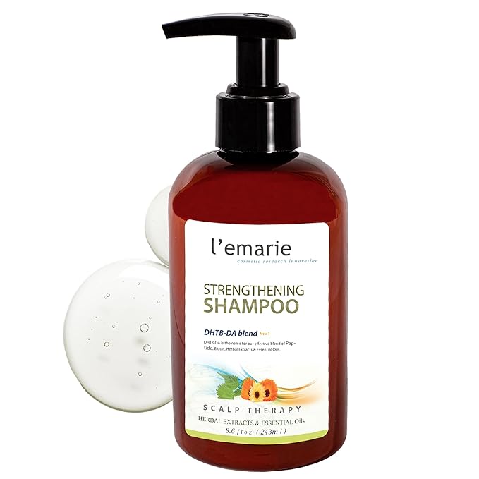 L'emarie Strengthening & Thickening Hair Growth Shampoo for Thinning Hair Pea Peptide Biotin Infused DHT Blocker For Women and Men - Hair Loss & Healthy Growth Thicker Fuller Looking Hair (8.6 Fl Oz)