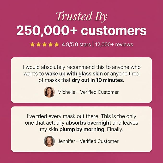 Wellnature™ The Original Overnight Deep Collagen Mask - It's Giving Glass Skin Sleep Mask - Deep Hydrating Bio-Collagen + Oligo-Hyaluronic Acid Facemask - Skincare For All Skin Types, Pack of 4