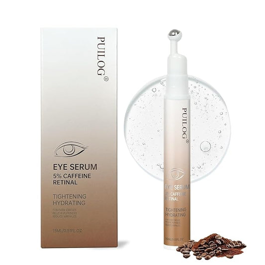 Under Eye Brightener Serum Roller - Retinal & Caffeine Eye Cream for Puffy Eyes, Dark Circles, Wrinkles, Puffiness, with 360° Cooling Depuffing Ball, Travel Toiletries Essentials (15ml/0.51fl oz)
