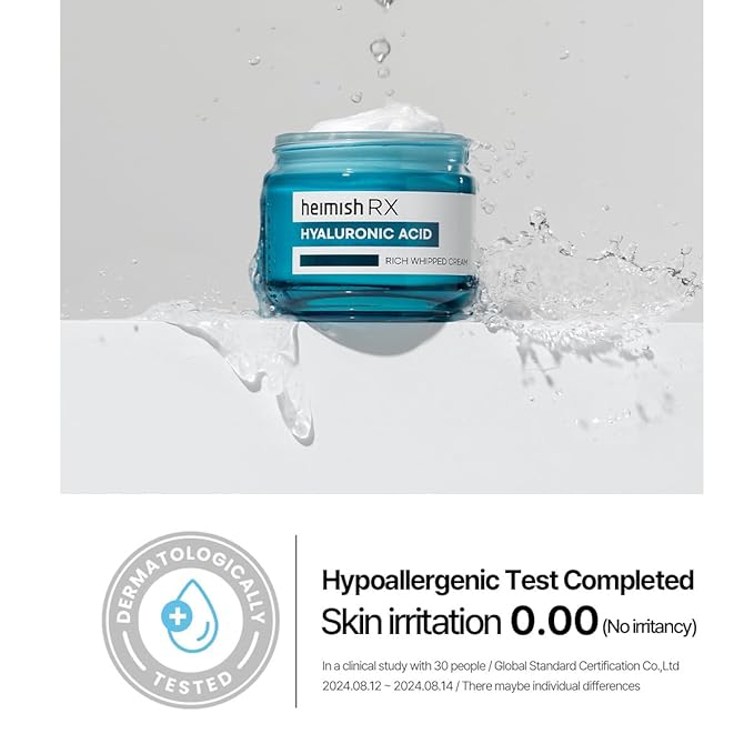 HEIMISH RX Hyaluronic Acid Rich Whipped Cream - Deep Moisturizer for Sensitive and Dry Skin, Daily Face Cream, Lightweight, with Hyaluronic Acid, Panthenol, Korean Skincare, 50ml (1.69 fl. oz)