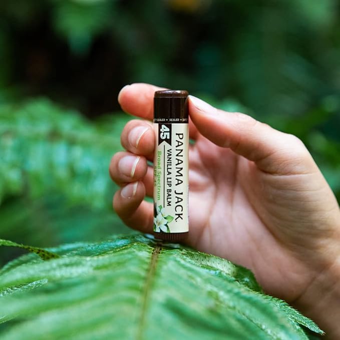 Panama Jack Sunscreen Lip Balm - SPF 45, Broad Spectrum UVA-UVB Sunscreen Protection, Prevents & Soothes Dry, Chapped Lips, Vanilla, Pack of 2