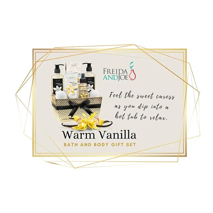 Bath and Body Gift Basket For Women and Men Warm Vanilla Bath & Body Collection Gift Basket, Includes Shower Gel, Bubble Bath, Body Lotion, Body Mist & More - Appreciation Gift Ideas