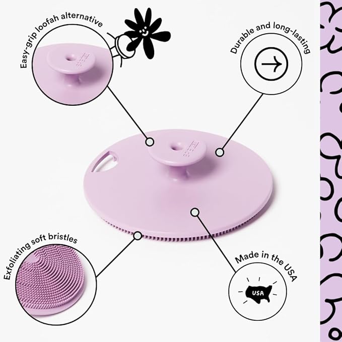 Boie USA Body Scrubber with Handle - Hygienic, Exfoliating Loofah Alternative - Feels Like Silicone Scrubber Gentle on Sensitive Skin, Hypoallergenic, BPA & Latex-Free, Made in The USA