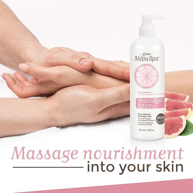 Gena Mani Spa Massage Lotion - Deep Moisturizing Body Lotion for Massages Therapy with Argan Oil, Massage Cream for Hands, Feet & Body, 16 fl oz