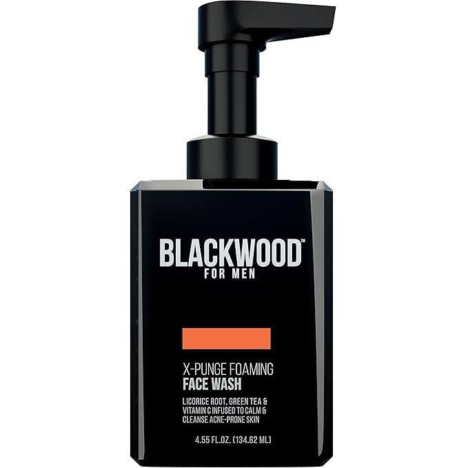 Blackwood For Men X-Punge Foaming Face Wash - Acne Facial Cleanser For Oily to Normal Skin - Deep Cleanse for Exfoliation - Natural Vegan Formula - Paraben Free, Sulfate Free, & Cruelty Free (4.55 oz)