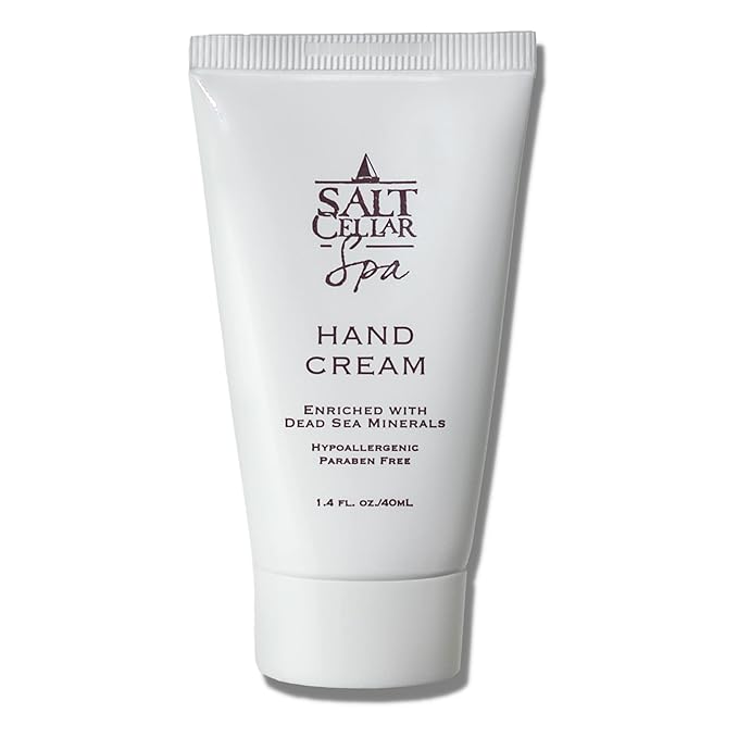 Salt Cellar Spa Dead Sea Mineral Hand Cream, Moisturizer Lotion for Dry, Cracked Skin Enriched with Glycerin, Olive Oil, Paraben Free, Fast Absorbing, Travel Size 1.4 FL oz (40 ml)