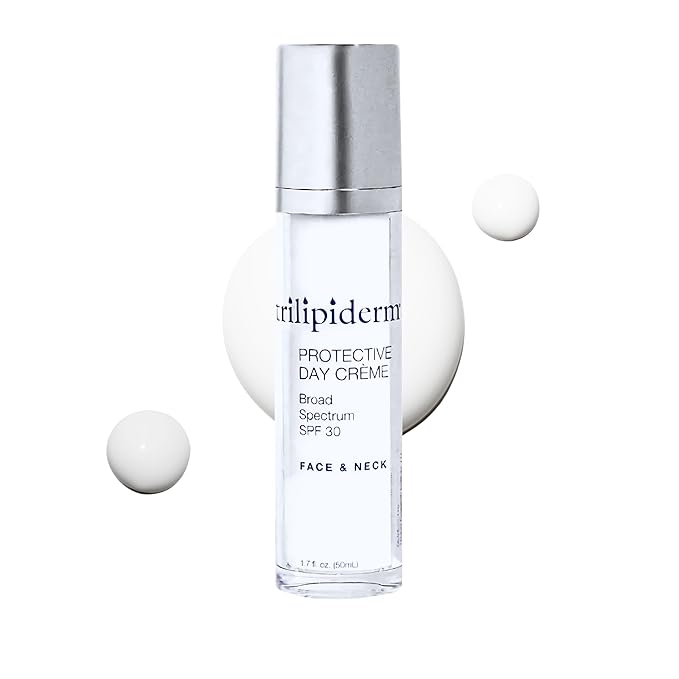 Trilipiderm Protective Day Crème, Broad Spectrum SPF 30 – Lightweight, Fast-Absorbing Moisturizing Sunscreen Protects while helps boost collagen and fight free radical damage
