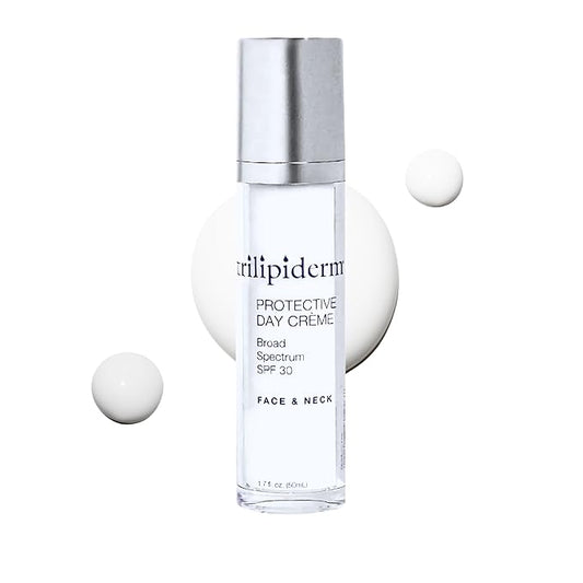 Trilipiderm Protective Day Crème, Broad Spectrum SPF 30 – Lightweight, Fast-Absorbing Moisturizing Sunscreen Protects while helps boost collagen and fight free radical damage