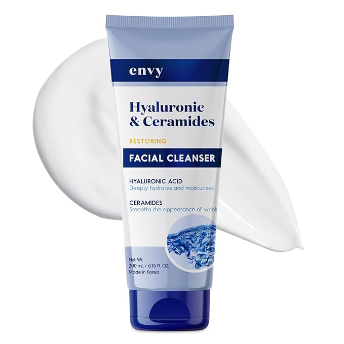 Envy Facial Cleanser with Hyaluronic Acid & Ceramides - Hydrating, Moisturizing & Radiance-Boosting - Clean, Cruelty-Free Korean Skin Care for All Skin Types - Dermatologist Tested - 6.76 oz
