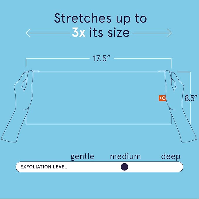 Cleanlogic Body Exfoliating Cloth, Stretchy Detox Charcoal Infused Exfoliator Bath and Shower Washcloths, Reusable Daily Skincare Tool, 3 Count Value Pack